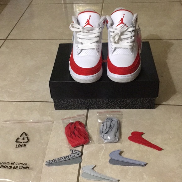 Jordan 3 white university red brand new never used main image 2